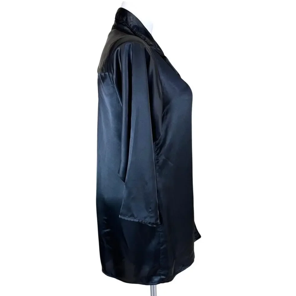 Vintage Valentino Intimo Black Satin Sleep Shirt